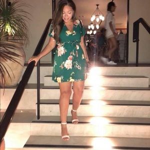 Short Floral Wrap Dress